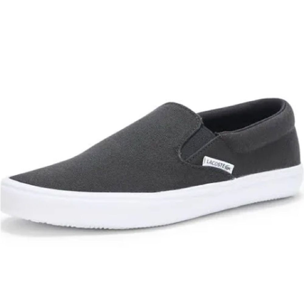 Lacoste Mens Black and White Loafers Slip-Ons